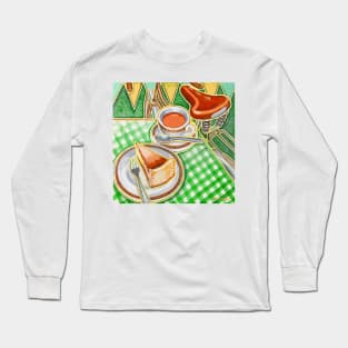 Eroica Britannia Bakewell Pudding and cup of tea on green Long Sleeve T-Shirt